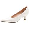 Lizoleor Decollete Donna Tacco Gattino Sposa Prom Scarpe Eleganti Vernice Solid Sweet Beige Numero 34 EU