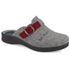 Fly Flot | Classic Woman, Pantofole Donna Ricamata, Ciabatta in Feltro Sintetico con Tomaia in Pet Riciclato e Fibbia Regolabile, Sottopiede in Panno, Grigio-Bordeaux, 40