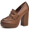 IF Fashion Scarpe Mocassini Décolleté Decollete da Donna con Tacco Largo 11cm e Plateau MP361 Cuoio N.39