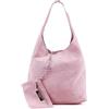 Modarno Borsa a tracolla da donna in pelle scamosciata pochette, borsa a tracolla, shopper, da donna, in vera pelle (Rosa)