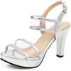 Asterisco Donna Plateau Sandals Tacco Alto a Cono con Cinturino Alla Caviglia 240249 Vestito Sandalis Argento Numero 33.5 EU/33Cn