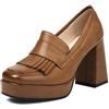 Asterisco Décolleté con Tacco Largo da Donna con Plateau Ufficio High Scarpe Scarpe-240167 Beige-Khaki Numero 41 EU/43Cn