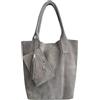 Modarno Borsa shopper da donna in vera pelle scamosciata, con custodia per gioielli dello stesso colore - Borsa a mano - Borsa a spalla