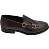 Malu Shoes Scarpe Uomo Mocassino Fibbia Doppia Marrone Sottile Derby Vintage in Vera Pelle semilucida Business Fondo Vero Cuoio