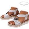 Generic Sandali da donna con zeppa e plateau, sandali ortopedici con zeppa per donne, comodi sandali estivi con cinturino elastico e punta aperta da spiaggia, Argento, 38 EU