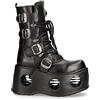 New Rock 373-S2 Stivali gotici con plateau Neptuno Pelle Nera Metallizzata