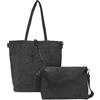 ANGELO Borsa a Spalla da Donna, Borsa Shopper Traforata Grande Capienza, Inclusa Pochette a Tracolla Regolabile, Shopping Bag Hobo in Pelle PU per Lavoro, Ufficio, Viaggio, Università (Nero)