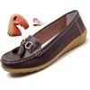 ZPLMIDE Mocassini ortopedici da donna in pelle traspirante, vestibilità larga, mocassini classici con zeppa tacco casual slip-on scarpe da trekking