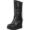 Asterisco Donna Zeppa Stivali a Metà Polpaccio con Plateau Tacco Alto Stivali Punta Rotonda Senza Chiusura Stivali da Neve, W103178Nh Nero/Hm Numero 37 EU/38Cn