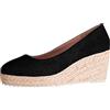 Generisch Espadrilles - Scarpe da donna con plateau e zeppa, con zeppa, con zeppa, senza chiusura, con tacco chiuso, con suola spessa, comode ed eleganti, Nero , 41 EU