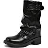lozssnigzi Stivaletti Donna Stivali in Pelle Invernali Biker Boots Con Tacco Eleganti E Comode Stivaletto Slip-On Tinta Unita, 36-42