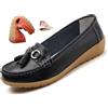 ZPLMIDE Mocassini ortopedici da donna in pelle traspirante, vestibilità larga, mocassini classici con zeppa tacco casual slip-on scarpe da trekking