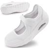 Git-up Scarpe da Passeggio da Donna con Chiusura Leggero Sneakers Infermiere in Mesh Traspirante Scarpe Cuscino d'Aria in Schiuma di Memoria, Bianco 39