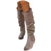 tinetill Stivali Al Ginocchio Donna Lungo Stivali Western in Pelle Scamosciata Stivali Sopra Il Ginocchio Stivali Lunghi Invernali Caldi Stivali da Cavaliere Vintage con Tacco Basso Cerniera Scarpe
