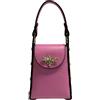 Modarno mini borsa in Vera pelle dollaro con chiusura a moschettone a forma di ape, borchie laterali, catena metallica rimovibile, manico in pelle (Rosa Gomma)