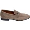 Malu Shoes Scarpa Mocassino Uomo con Morsetto Argento Vera Pelle Scamosciato Beige Cucita a Mano Fondo Sottile in Gomma Antiscivolo