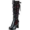 Xmiral Stivali Alti Moda Donna Stivali con Plateau in Pelle Intrecciata Stivali con Fiocchi gotici
