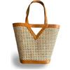 Creazioni Unique Borsa Paglia Donna in Vera Pelle e Paglia di Vienna - Tracolla Mare Grande con Interno in Cotone - Primavera Estate 2024