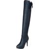 Asterisco Stivali da Donna con Tacco a Spillo Sopra Il Ginocchio con Plateau Pizzo Tacco Alto Boot Punta Rotonda Zip Stivali da Vestito, D22474Ms Blu Numero 40.5 EU/42Cn