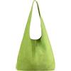 Modarno Borsa a tracolla da donna in pelle scamosciata pochette, borsa a tracolla, shopper, da donna, in vera pelle (Verde Cipro)