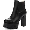 Asterisco Stivaletti da Donna con Tacco Grosso con Plateau Tacco Alto Polacchine Punta Rotonda Zip Stivali Chelsea, J194022Ry Nero Numero 40.5 EU/42Cn