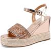 QUEEN HELENA Zeppe con Strass Sandali Alti Platform con Cinturino Donna ZM9917