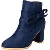 Onewus Stivaletti da donna con tacco a blocco e chiusura lampo con fiocco, Blu scuro, 39 EU