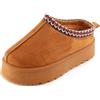 Toocool Sabot Scamosciati Donna Pelliccia Interna Flatform Zeppa Caldi H-3 [40,Camel]
