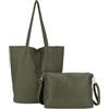 ANGELO Borsa a Spalla da Donna, Borsa Shopper Grande in Pelle PU con Pochette a Tracolla Rimovibile, Tote Bag 2in1 Moderna Elegante per Lavoro, Ufficio, Università, Viaggio (Verde Oliva)