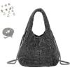 LERONO Borse da donna, borsetta da sera con strass, piccola pochette a secchiello con cristalli scintillanti, borsa a tracolla per feste di nozze, Nero