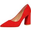 HIPPOSEUS Scarpe Tacco a Blocco Pump Rosso per Donna con Punta Chiusa Eleganti Scarpe Décolleté con Tacco Grosso 8.5CM,37 EU