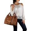 Emila Borsa color cuoio donna grande a spalla capiente con catena tracolla tipo hobo shopper bag 3 tre pezzi da lavoro ufficio per tutti giorni giornaliera Cuoio