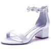 Miyoopark Abito Scarpe da sposa Donna Tacco basso Formale Sandali, bianco, 37 EU