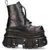 New Rock MILI083CCT-C4 Stivali Militari in Pelle Nera Metallizzata Punk Goth Rock - Grigio 42