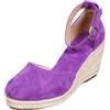 Generisch Espadrillas da donna con zeppa e cinturino alla caviglia, sandali chiusi per feste estive, ufficio o passeggiate in città., Stile M12 lilla, 36 EU