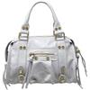 Chicca Borse Borsa a Mano con Tracolla Piccola da Donna in Pelle Opaca con Borchie (Bianco)