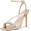 Zhabtuc Sandali da Donna Tacchi Alti da 10 cm Cinturino alla Caviglia Strass Peep Toe Ballo di Nozze Estivo