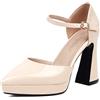 Lroey Reoly Sandali con Tacco Alto Donna, Sandali Appuntito Moda Louis Heel Scarpe da Sera con Plateau Fibbia con Cinturino Alla Caviglia 028 Apricot Numero 36 EU