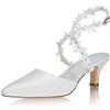 JIAJIA 5354A Scarpe da sposa Donna Punta chiusa 2.2 '' Stiletto Tacco Medio Raso Pompe Scarpe da sposa