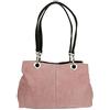 Girly Handbags Borsa a tracolla da donna in pelle scamosciata italiana Hobo Tote borsa per le donne piccola, rosa chiaro