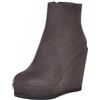 Lizoleor Donna Punta Rotonda Moda Plateau Zeppa Polacchine Peso Leggero Comodo Inverno Warm Stivaletti Soft Suede Lavoro Scarpe Grigio Numero 37 EU/38Cn