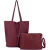 ANGELO Borsa a Spalla da Donna, Borsa Shopper Grande in Pelle PU con Pochette a Tracolla Rimovibile, Tote Bag 2in1 Moderna Elegante per Lavoro, Ufficio, Università, Viaggio (Bordeaux)