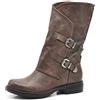 IF Fashion Scarpe da Donna Stivali Stivaletti Biker Fibbie Anfibi Polpaccio Largo 620 Brown N.36
