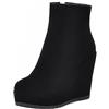 Asterisco Stivaletti da Donna con Zeppa Tacco Alto Polacchine Punta Rotonda Zip Stivali da Sera, N69053Hu Nero Numero 38 EU/39Cn