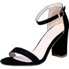 CHICMARK Sandali da sposa da donna, tacco a blocco, 8 cm, punta quadrata e cinturino alla caviglia, scarpe da sera per feste