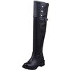 Lroey Reoly Stivali da Donna Sopra Il Ginocchio con Tacco Largo, Stivali da Equitazione Casuale Zip Stivali Alti Tacco Medio Punta Rotonda Stivali Piatti 341 Nero/Dl Numero 38 EU
