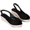 Generico Espadrillas Donna Zeppa Casual Scarpe Estive Donna Morbido Classiche Eleganti Sandalo Comodi Nero Platform Chiusura A Fibbia