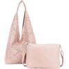 ANGELO Borsa a Spalla da Donna, Tote Bag in Pelle PU Inclusa Pochette con Tracolla Regolabile e Rimovibile, Shopper Hobo con Fori per Università, Lavoro, Vacanza, Estate/Primavera