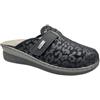 VIRGO FIRENZE Pantofole Donna Made in Italy con Plantare Estraibile, Ciabatte Sanitarie con Strappo Regolabile, Comode con Zeppa e Suola Antiscivolo, nero, 38