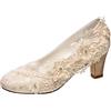 Emily Bridal Scarpe da Sposa Donna Raso di Seta Come Tacco Spesso Stiletto con Pizzo Fiore Cristallo Perla